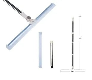 Floor & Glass Squeegee — 20" Silicone Blade with 65" Telescopic Handle